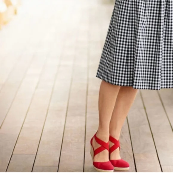 Talbots Lyndsey Red Espadrille Wedge Sandals Women’s Size 8M Canvas Crisscross - Picture 8 of 8